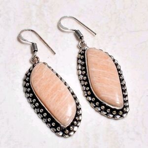 Sunstone Handmade Drop Dangle Earrings Jewelry 2.15"